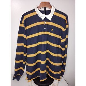 IZOD:  Gold / Navy striped Rugby Shirt - Men's Size XXL